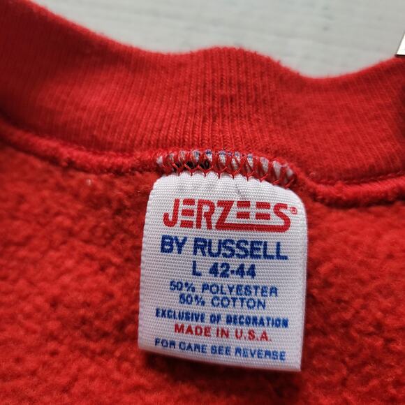 Jerzees Size L Vintage Duck Red Button Up Sweatshirt Black White Polka Dot - Picture 9 of 10